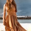 Ochre Greek Goddess Dress Bohemian Adjustable Back Boho