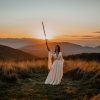 Off White Open Angel Sleeve Dress Boho Bridal