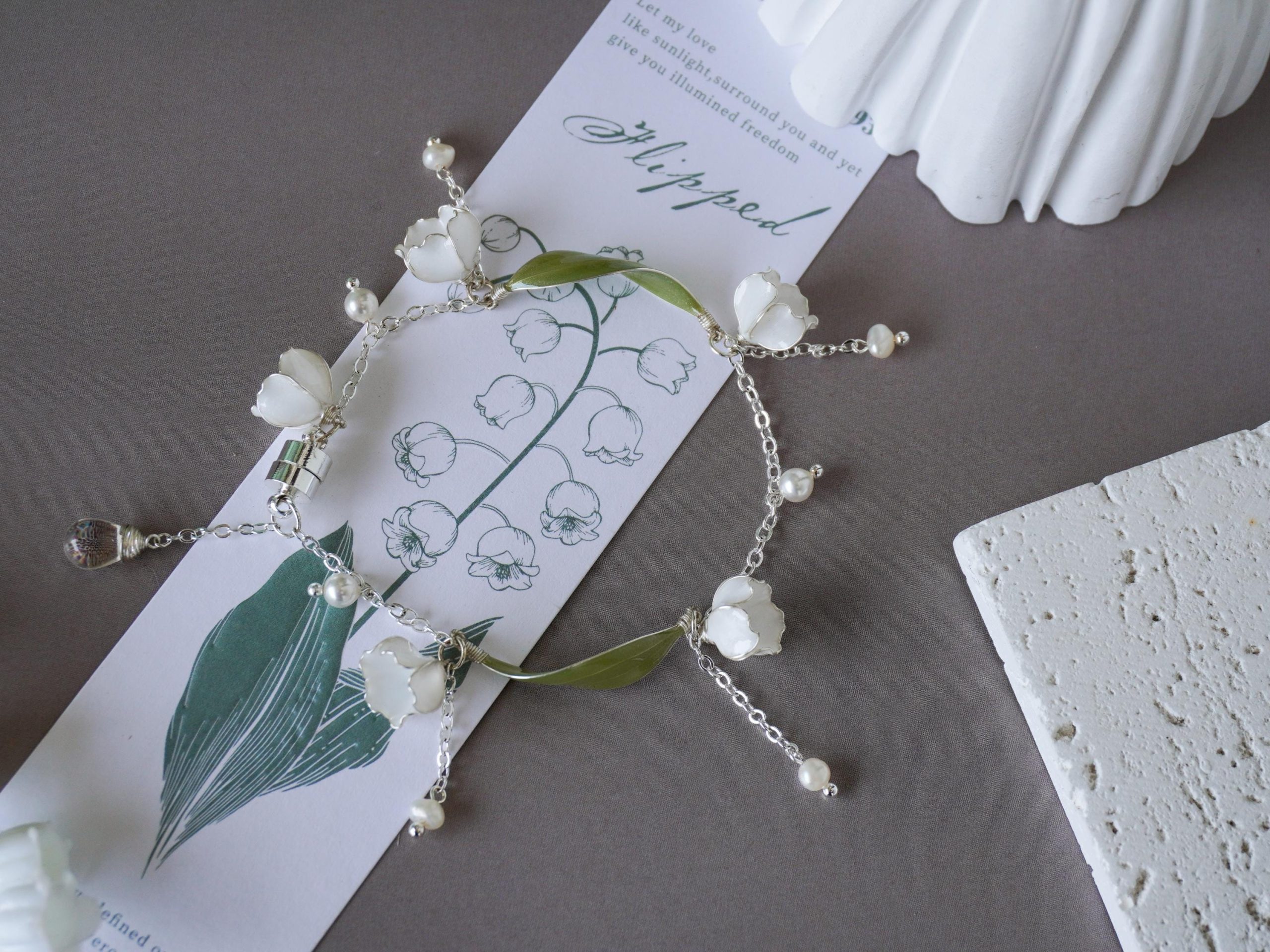 Lily Valley Bracelet Handmade Jewelry Floral Resin Wedding Lily Valley Bracelet Handmade Jewelry Floral Resin Wedding