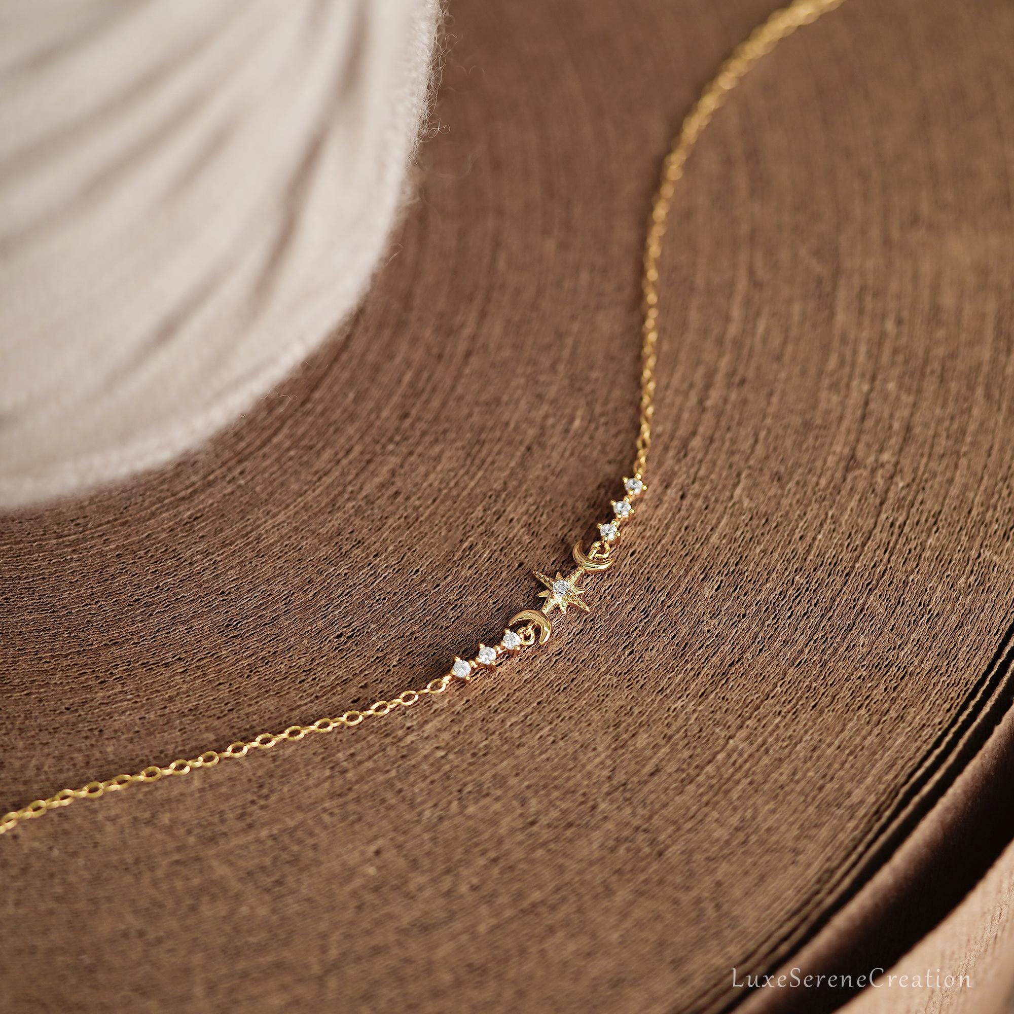 Minimalis Octagonal Star Moon Diamonds Bracelet 925 Sterling Minimalis Octagonal Star Moon Diamonds Bracelet 925 Sterling